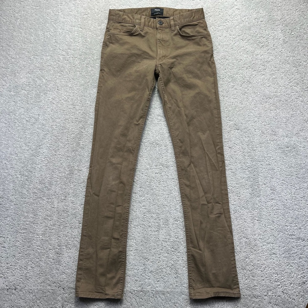 Theory Pants Size 28x31.5 Brown Tan Haydin Straight Slim Fit Cotton Stretch
